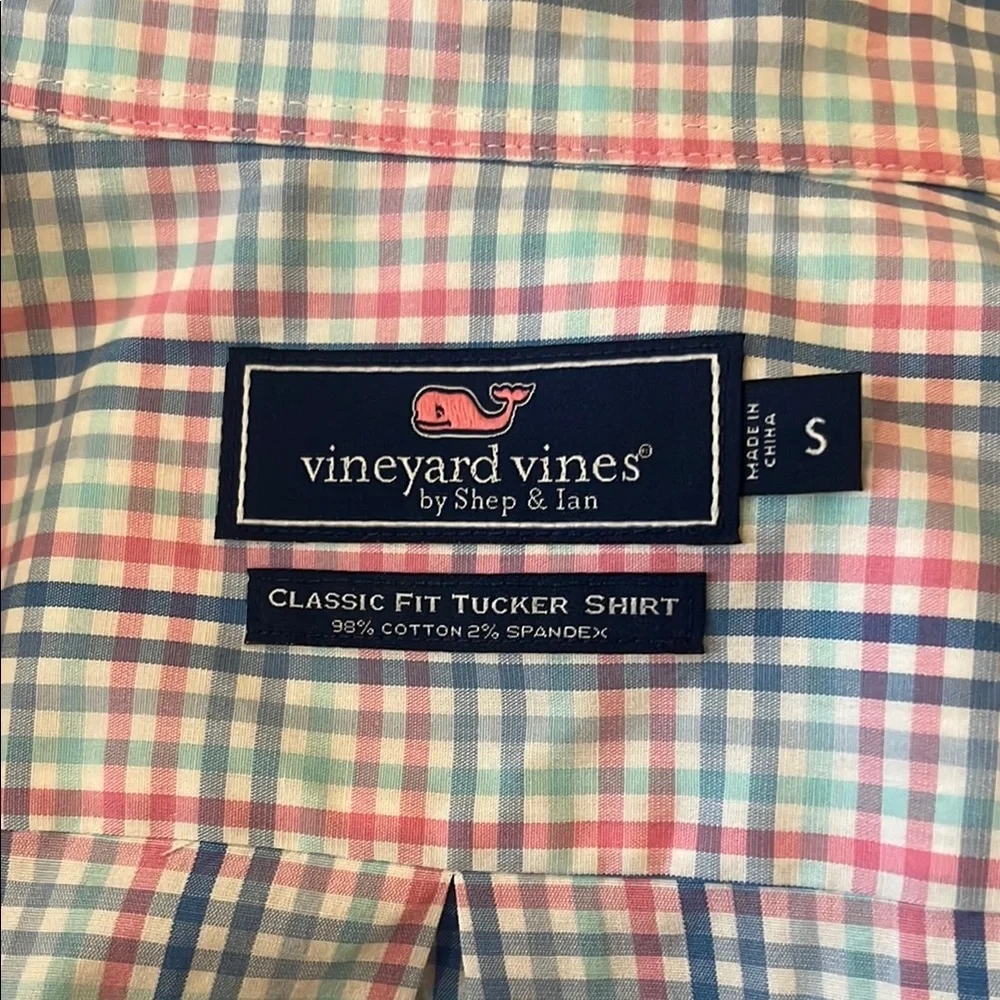 Men’s Vineyard Vines Pink Blue Classic fit Tucker long sleeve shirt sz small - Picture 10 of 12